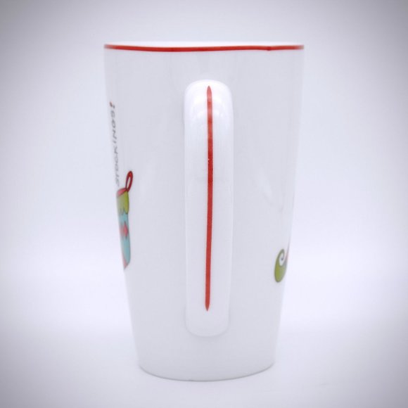 😎 Fitz & Floyd Gourmet Happy Holidays Tall Mug Latte Cup Stockings Handle 18 Oz - Picture 4 of 7